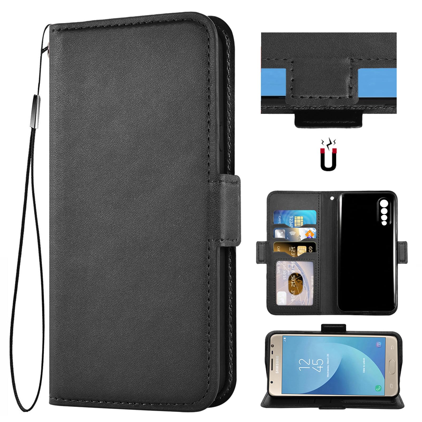 Auotu PU Leather Flip Case with Camera Protection Wallet Mobile Phone Case Leather Cover Case for Cubot X70 Smartphone (Black)