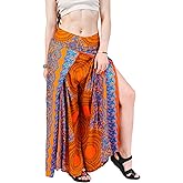 Wrap Pants for Women – Bohemian Elephant Split Leg Harem Pants High Waist Lightweight Palazzo Hippie Festival Lounge Trousers