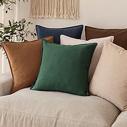 Foindtower Set of 2, Decorative Linen Soild Throw