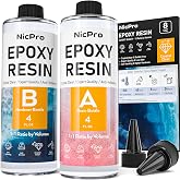 Nicpro 8 Ounce Crystal Clear Epoxy Resin, Food Safe Resin | DIY Starter Epoxy Resin for Art Craft, Canvas Painting, Molds Pig