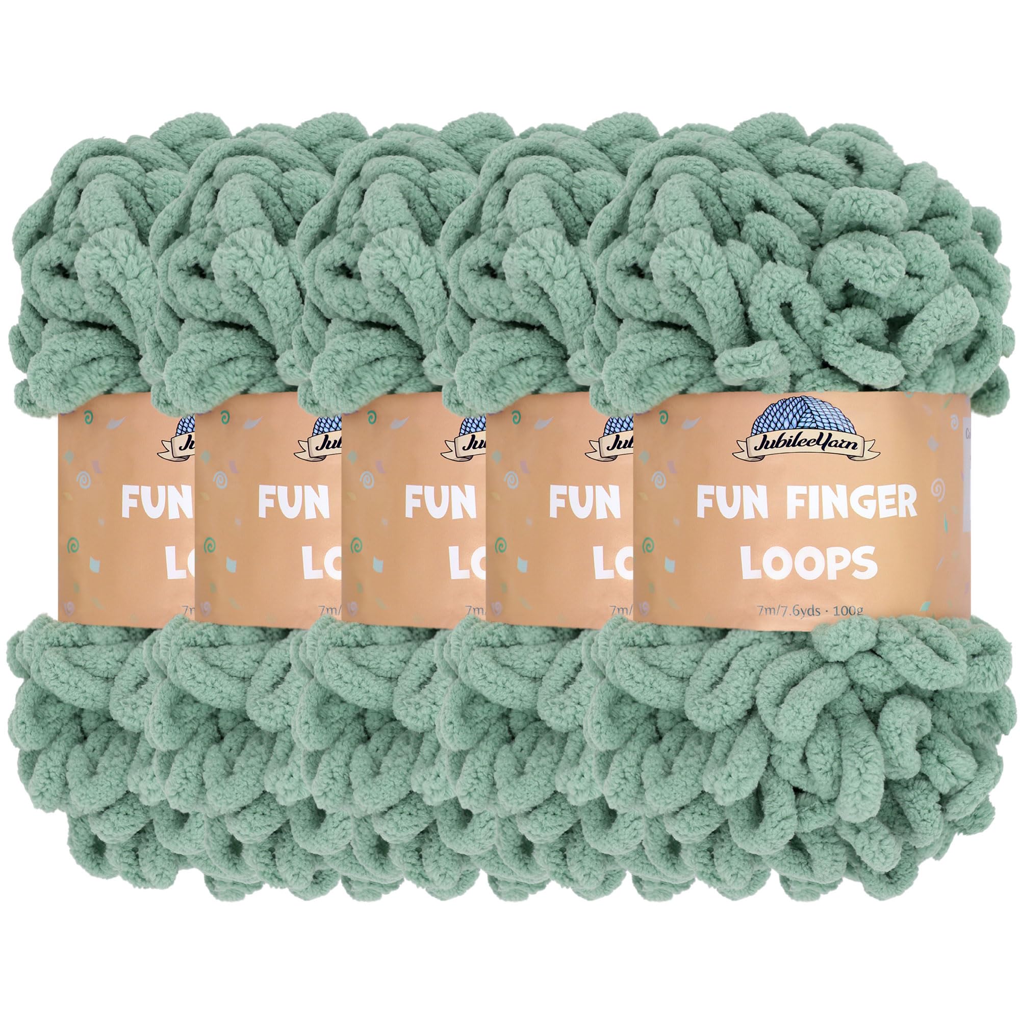JubileeYarn Fun Finger Loops Yarn - Polyester Jumbo Weight Loop Yarn - 100g/Skein - Hunter - 5 Skeins — image 1
