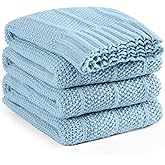Carriediosa Knit Throw Blanket for Couch 50" X 60", Soft Cozy Stripe Pattern Cable Knitted Throws Fall Fluffy Textured Solid Home Decor Blankets Couch Cover for Bed Sofa, Light Blue