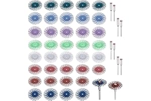 Mesee 50Pcs Radial Bristle Disc Assortment 25mm/1'' Detail Abrasive Brushes with 2.35mm & 3mm Mandrels Gap Polishing Wheel fo