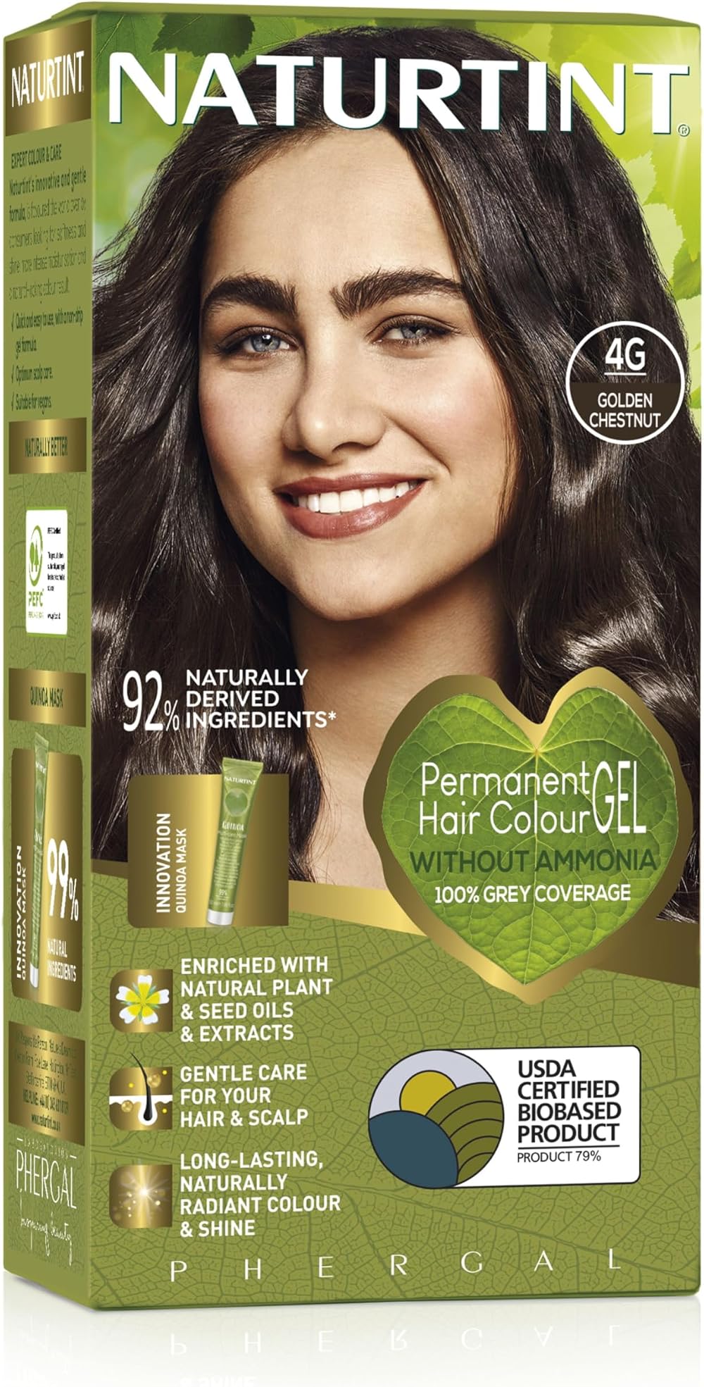 Naturtint 4G Golden Chestnut Permanent Hair Colour Gel 60ml + Mask
