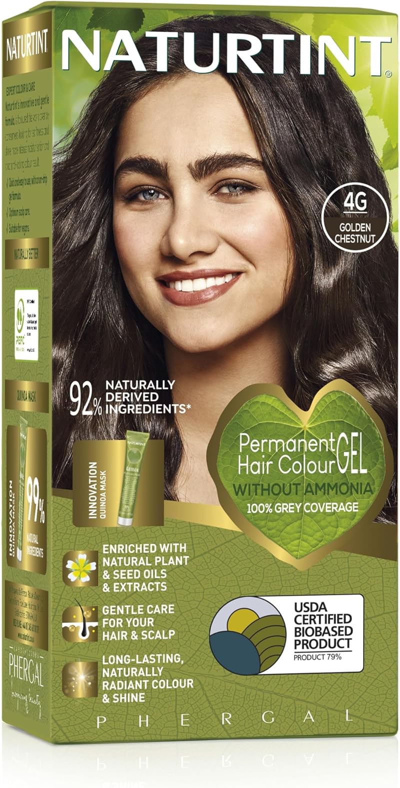 Naturtint 4G Golden Chestnut Permanent Hair Colour Gel 60ml + Mask