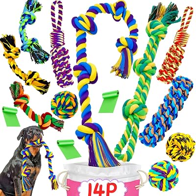 SHARLOVY XL Dog Chew Toys 14 Pack for Aggressive Chewers Large Breed