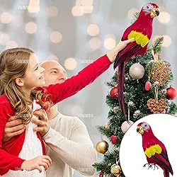 AUEAR, 17.7 Inch Red Lifelike Artificial Birds