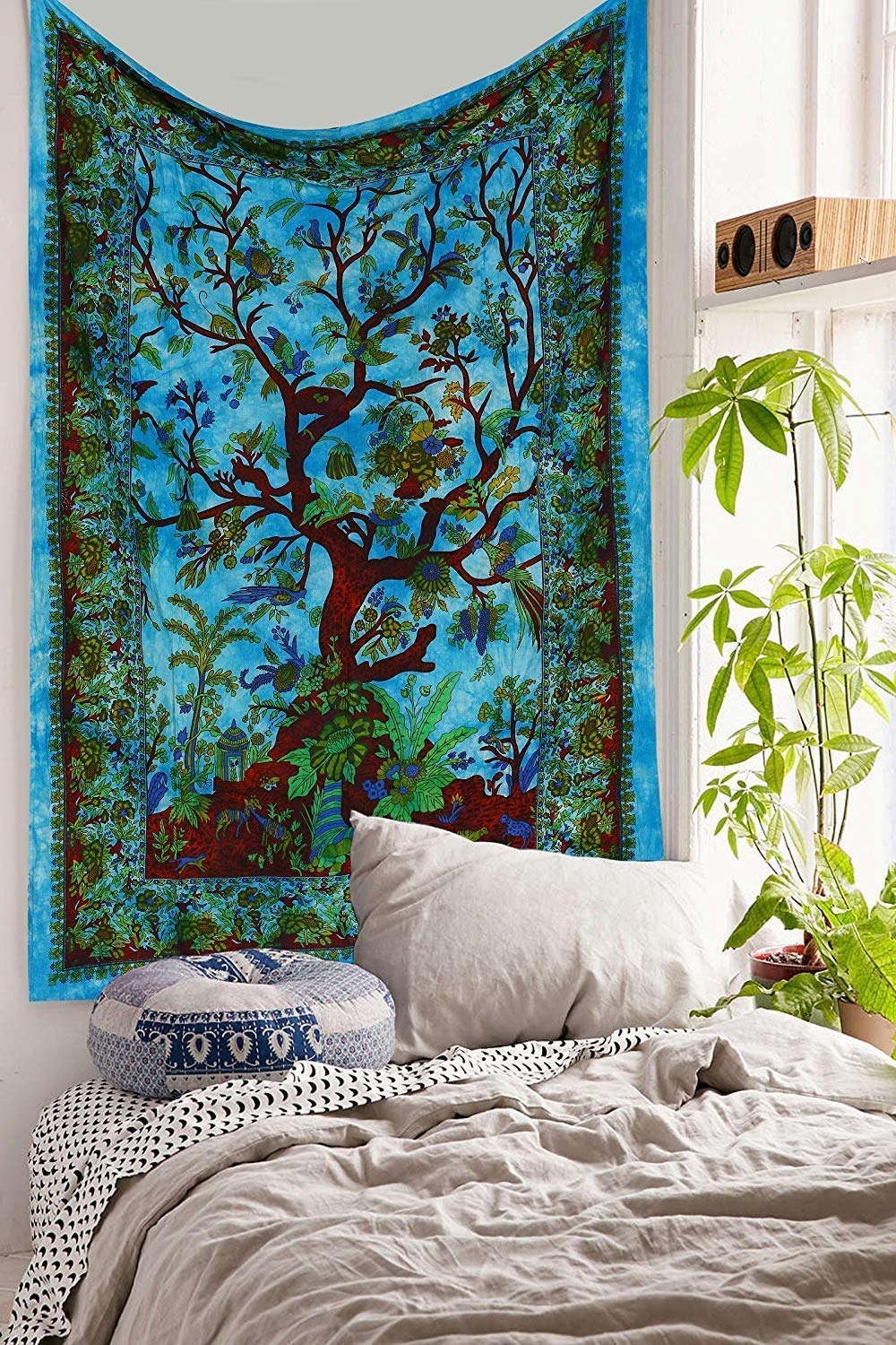 AVA Collections Blue Tree of Life Tapestry Wall Hanging Large Tapestries 210x140 cm Bohemian Boho Wall Art Hippie Bedroom Décor Table Cover Beach Throw Towel (Blue, 85 x 54 inches)