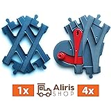 Aliris 4 Weichen, 1 Schienenkreuz Kreuzung - Zubehörset - Kompatibel mit Duplo