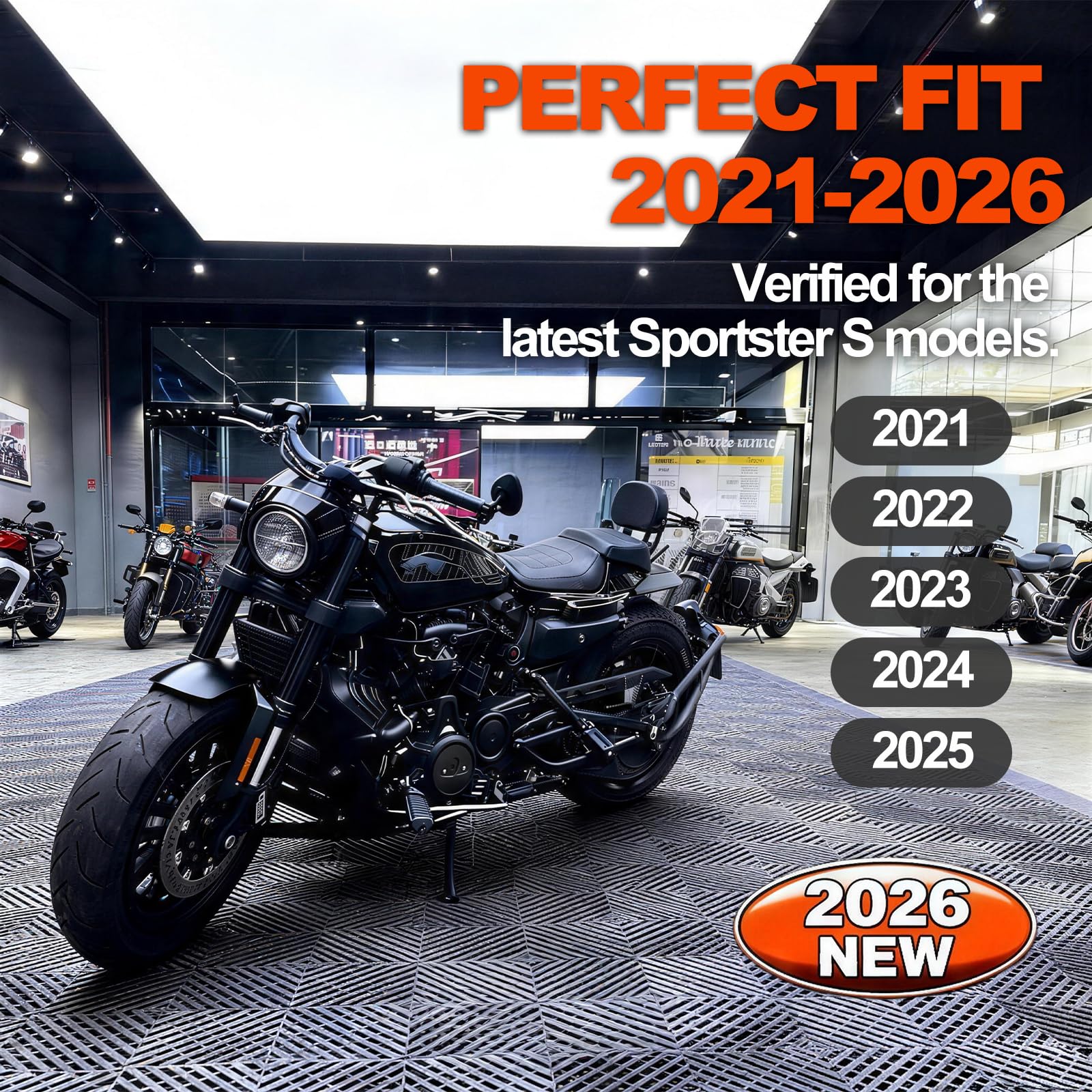 Condition photo showing New/Like New for zytighter passenger backrest sissy bar for harley sportster s 1250 rh1250 (2021-2026) - premium leat