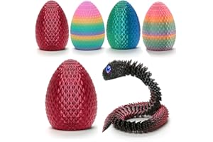 Genhaily 3D Printed Snake Eggs Fidget Toy, ADHD Toys, 3D Printed Animals Exquisite Cute Pet Toy Adults Fidget Toys. Home Office Decor (Black Red)