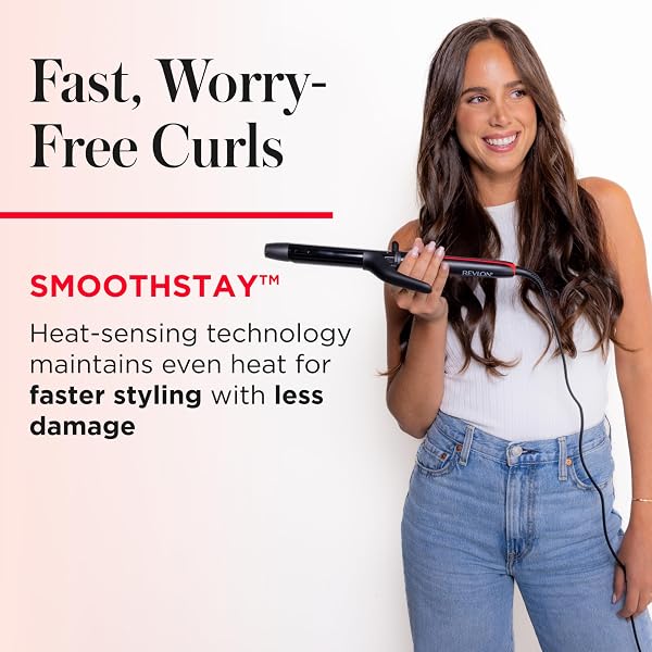 REVLON SMOOTHSTAY 1 INCH CURLING IRON, COCONUT OIL INFUSED CERAMIC CURLING WAND WITH TOURMALINE IONIC TECHNOLOGY, TIGHT BOUNCY CURLS, ENHANCED SHINE, REDUCED FRIZZ