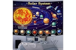 JUNRU Solar System Wall Hanging Tapestry Outer Space Wall Tapestry Galaxy Room Decoration Educational Solar System Galaxy Art