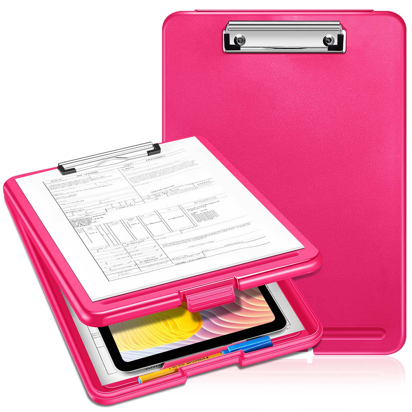 SITHON Nursing Clipboard with Storage, Lightweight Portable Writing Clipboard with Compartment Organizer for Nurse Doctor Medical Professionals Teachers Students Sales School Office, (Magenta)