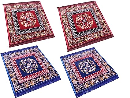Kuber Industries Velvet Pooja Mat Set of 4 Pieces - 24 x 24, Multicolour