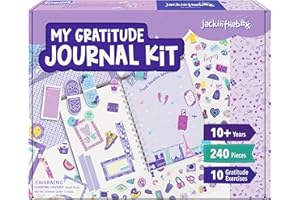 jackinthebox Gratitude Journal Kit for Girls Ages 8-12, 242 pcs, Scrapbooking Journal Set for Teen & Tween Girls,10 Fun Gratitude Exercises, Journal Art & Craft Kit, Ideal Gift for Girls 8 9 10 11 12