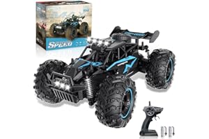 Carox Remote Control Car, 2.4GHz 25KM/H High Speed RC Car, 1:18 Off-Road Monster Truck with LED Lights and 1800mAh Rechargeable Battery – Ideal Gift for Boys 6+