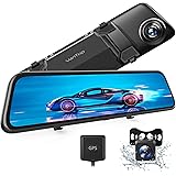 VanTop H612 12" 2.5K Mirror Dash Cam w/ Voice Control, GPS Tracking, IPS Full Touch Screen, Waterproof Backup Rear View Camer