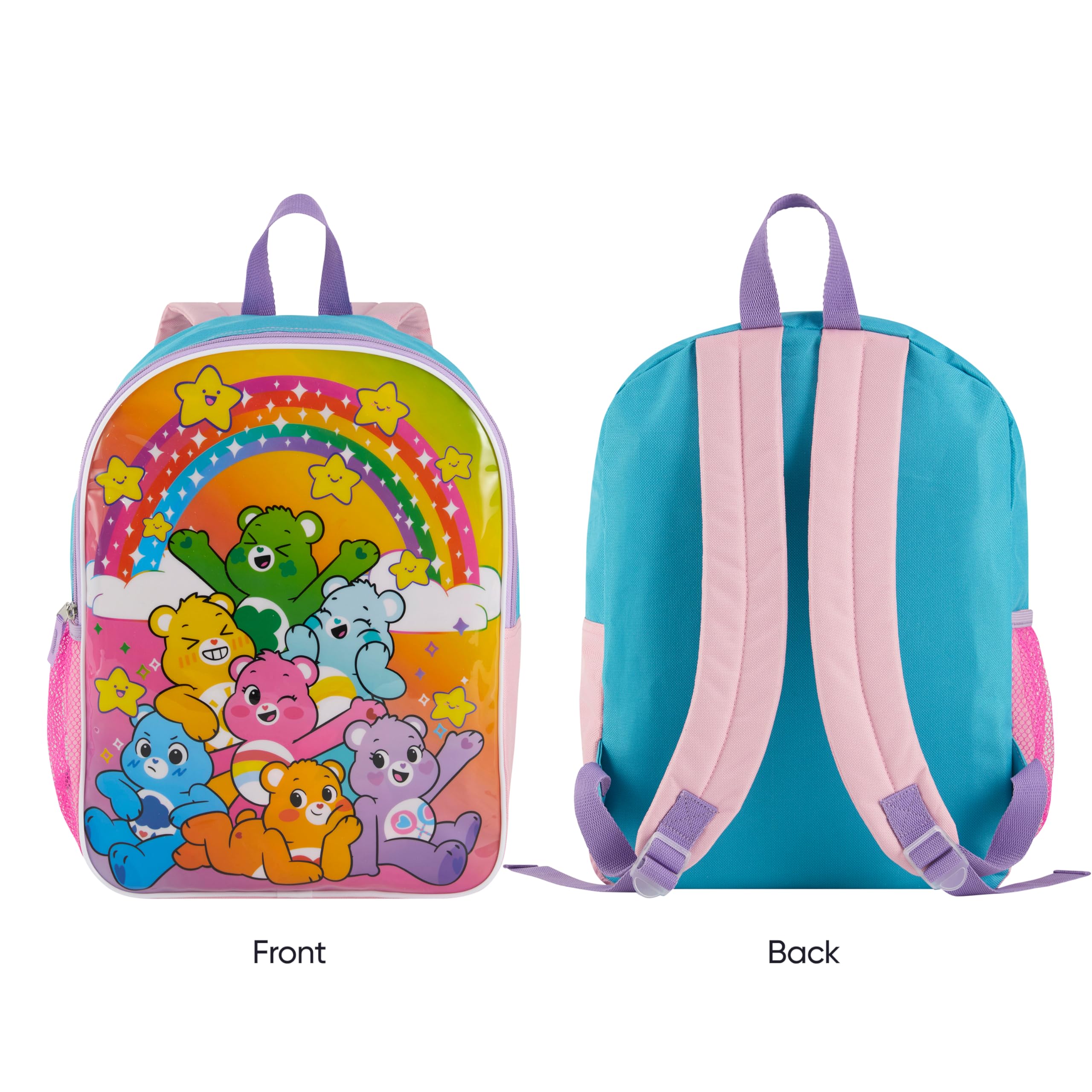Fast Forward Care Bears 15' Backpack for Girls | Padded Straps & Large Zip Compartment | Back to School Supplies