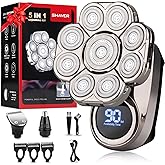 9D Head Shavers for Bald Men, Electric Razor for Men to Shave Fast with LED Display, Cordless Rechargeable, IPX7 Waterproof Wet/Dry Rotary Shaver Kit with Nose Hair Trimmer Shaver, Gift for Mens