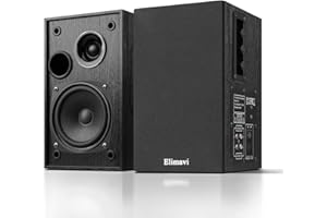 Elimavi Powered Bookshelf Speakers 35W RMS,Record Player Speakers with 4'' Woofer and 1'' Tweeters with Wall Mounted for TV and PC,Turntable Speaker with RCA Input,Black