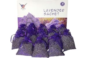 ARMOUR SHELL Lavender Sachets - Dried Lavendar Flower Sachet Bags (18 Pack) for Home Fragrance and Long-Lasting Fresh Scents, Natural Moths Away for Clothes Closets. Protect & Defend Clothing.