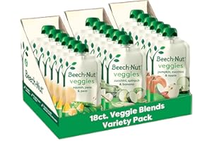 Beech-Nut Baby Food Pouches Variety Pack, Veggie Purees, 3.5 oz (18 Pack)