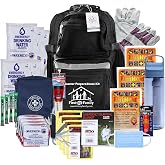 First My Family 4-Person Emergency Survival Kit with LifeStraw Water Filter - Disaster Preparedness Backpack with Hurricane and Earthquake Supplies, 72 Hour Survival Gear