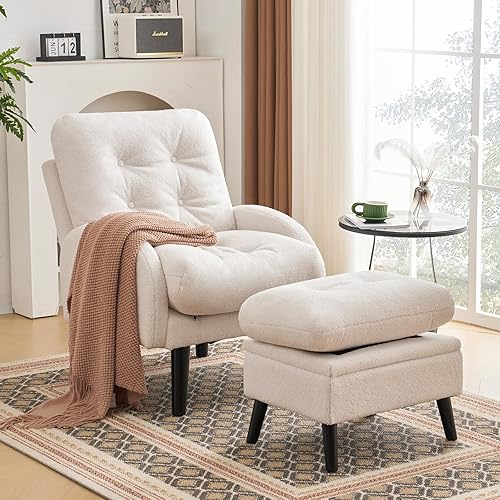 ELUCHANG Accent Chairs with Ottoman, Upholstered Comfy Armchair