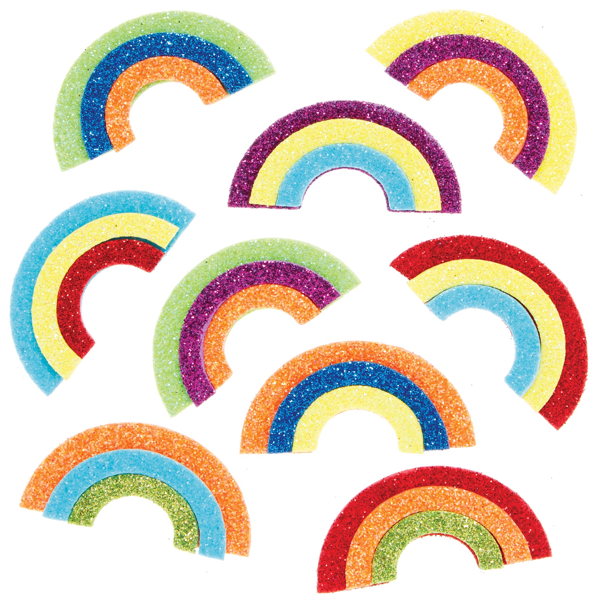 Baker Ross AX940 Rainbow Glitter Foam Stickers - Pack of 100, Kids Stickers, Ideal for Children's Arts and Crafts Projects, Great for Card Making and Scrapbook Supplies