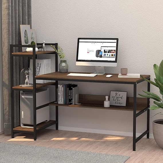 Dripex Holz Schreibtisch mit Ablage Computertisch, 120x60x111cm PC