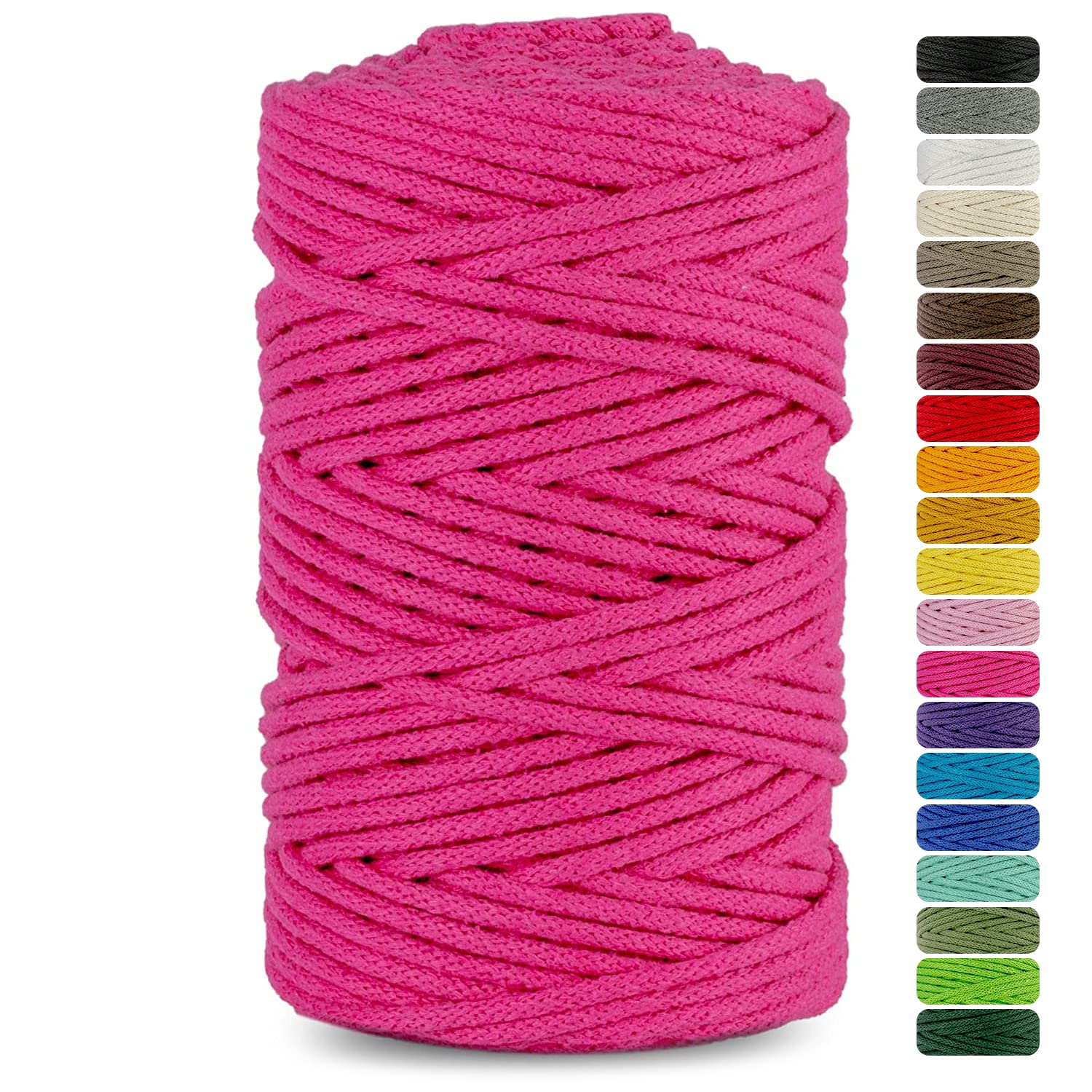Netuno 1x Macrame Cord Braided Macramé Yarn Fuchsia Pink 5 mm x 100 m 0,2 inch x 3 937 inch Natural Twine String Cotton Cord Ideal Project Hanging Baskets DIY Handbags Decoration