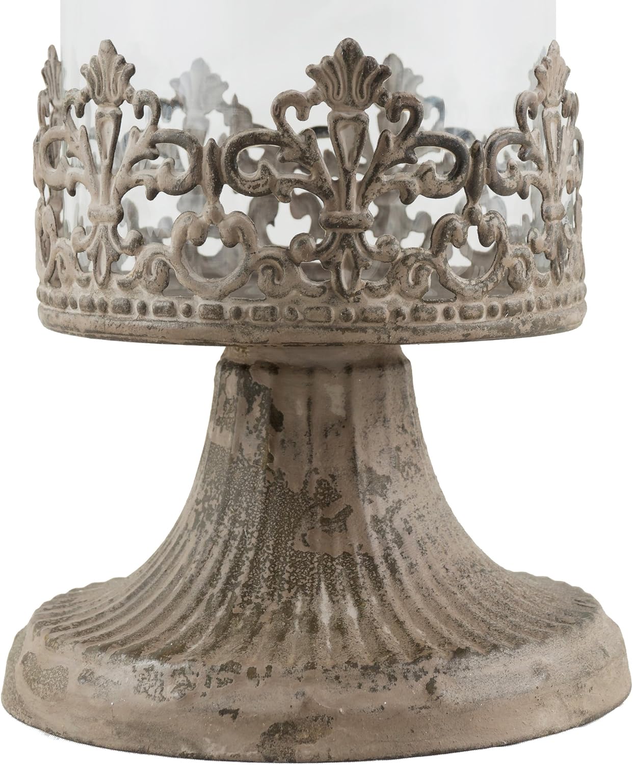 Stonebriar Fleur de Lis Hurricane Candle Holder, Large, White: Home & Kitchen