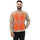 HENNCHEE Heated Fleece Jackets for Men with 12V 16000mAh Battery Pack, Knitted Heating Sweater, Zip Up Sweatshirt