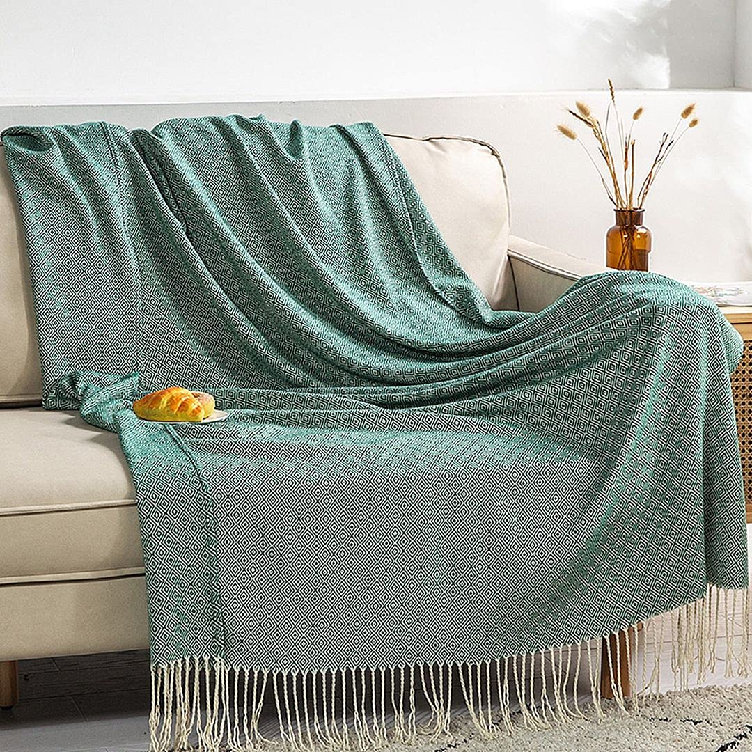 AUSTINCIAGA Bed Throw Blanket Decorative Sofa Throw Blanket Tassel Fringe Rug Fashion Cute Diamond Pattern
