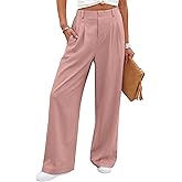 ANRABESS Women Wide Leg Pants Stretchy Work Dress Pants Waffle Knit Business Casual Pull on Palazzo Slacks Trousers Outfits
