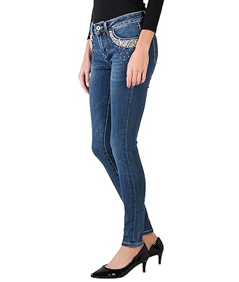 KRISP® vaqueros Denim mujer alta cintura Faded luz lavar Skinny ...