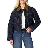Amazon Essentials (Demi's Pick) Women's Oversized-Fit Cropped Denim Jacket with Contrast Collar