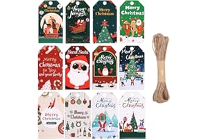 PintreeLand 96 PCS Christmas Gift Tags with String, Xmas Santa to/from Name Tags Label for Holiday Present Wrap (96) (Type B-96PCS)