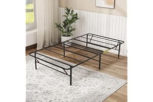 Airdown Folding Metal Platform Bed Frame - Twin Bed Frame No Box Spring Needed - Underbed Storage - Simple Tool Free Assembly - Mattress Foundation - 14" High