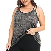 FOREYOND Women's Plus Size Workout Tank Tops Racerback Loose Fit Sport Athletic Tops Yoga Running Summer Shirts
