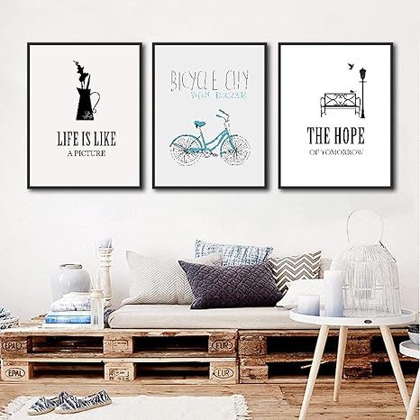 Amazon 印刷ポスター抽象的なファッション英語黒文字とかわいいイラストアート壁の絵キャンバス絵画家の装飾23 6 X31 4 60x80cm X3フレームレス ウォールステッカー オンライン通販