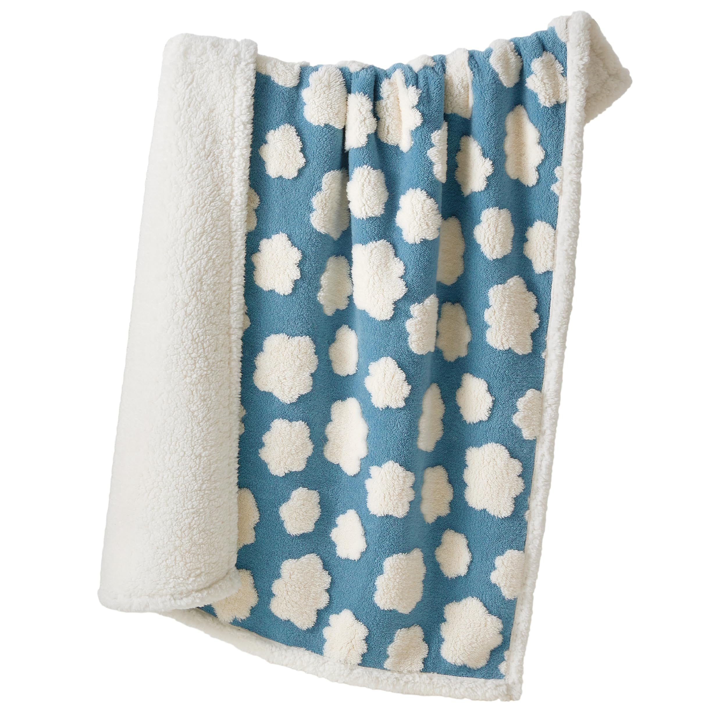 Photo 1 of LE SURE Waterproof Puppy Blanket for Small Dogs - Washable Double Sided Dog Blankets with Warm Jacquard Shag and Soft Sherpa Fleece, Pet Cat Blanket for Couch Protection, 3D Textured Cloud, Blue