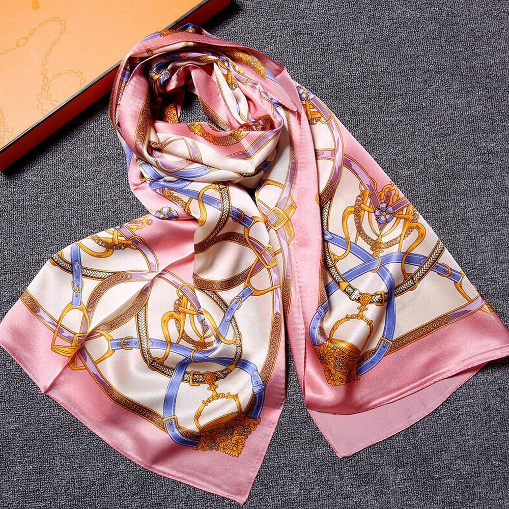 Female Silk Scarf Crepe Satin Towel Hundred Percent Silk Scarf,Pink