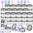 MotBach 45 Pack 15g Plastic Jars with Lids, 15ml Round Clear Cosmetic Containers Makeup Jars, 0.5oz Travel Size Container Jar with Spatulas for Makeup Sample Lotion Cream Ointment Salve Balm Powder