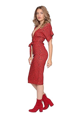 Red Leopard print Waist Tie Detail Body Con