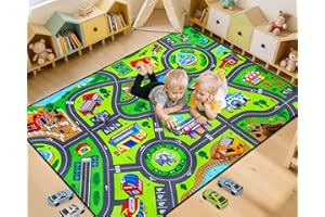 ALPHABETACRE Road Car Rug, 3x5 Ft City Road Rug for Kids, Extra Thick (0.4in) Kids Floor Play Mat and Car Carpet with Realistic Colors - Perfect for Children, Soft and Non-Slip for Playroom and Bedroom