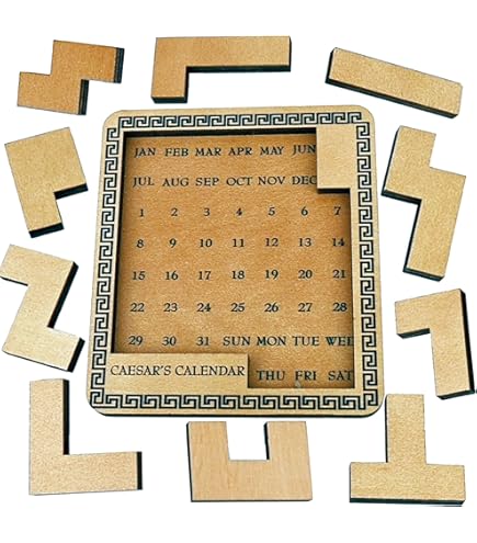 Qidoor Daily Calendar Puzzle Wooden,More Than 365 Challenges Puzzle For Every Day Of The Year,for Coffee Tables, Family Rooms, Students, Office Toy, Game Room (7X 7.8 Inch,Red - View #2
