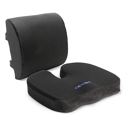Plixio Memory Foam Seat Cushion And Lumbar Back Support Pillow