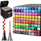 Aoartix Alcohol Based Markers, 100 Colors Art Drawing Permanent Marker Set for Kids Adult Coloring Supplies, Dual Tips Fine & Chisel Coloring Marker for Artist Illustration Sketch Books